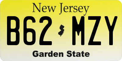 NJ license plate B62MZY