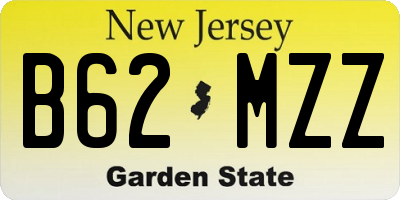 NJ license plate B62MZZ