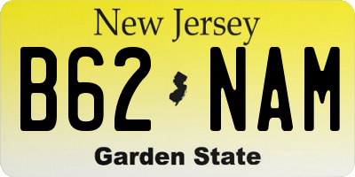 NJ license plate B62NAM