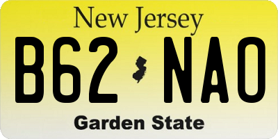 NJ license plate B62NAO