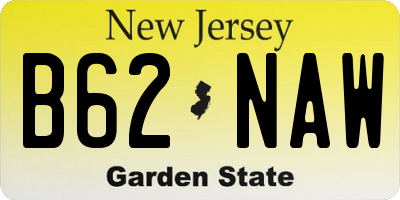 NJ license plate B62NAW