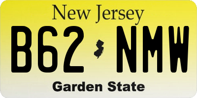 NJ license plate B62NMW