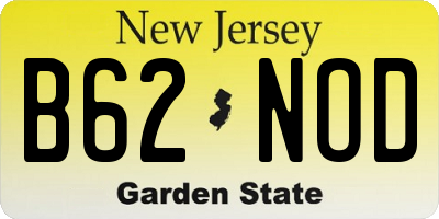 NJ license plate B62NOD