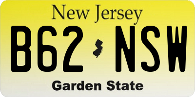 NJ license plate B62NSW