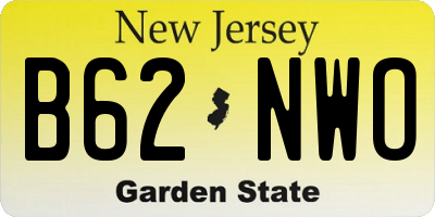 NJ license plate B62NWO