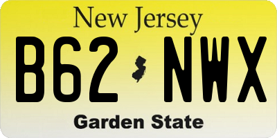 NJ license plate B62NWX