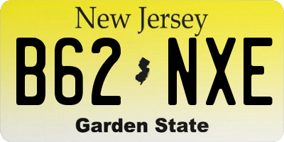 NJ license plate B62NXE