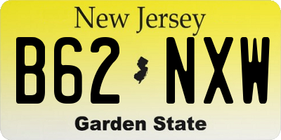 NJ license plate B62NXW