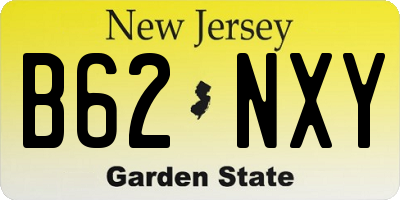 NJ license plate B62NXY