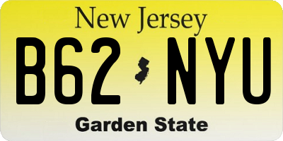 NJ license plate B62NYU