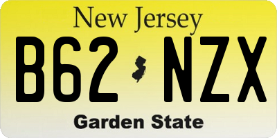 NJ license plate B62NZX
