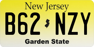 NJ license plate B62NZY