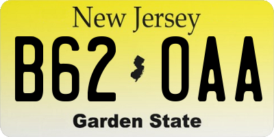 NJ license plate B62OAA