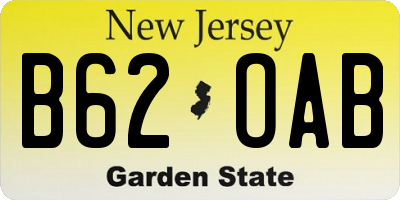 NJ license plate B62OAB
