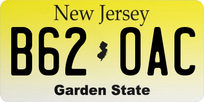 NJ license plate B62OAC