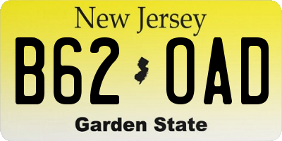 NJ license plate B62OAD