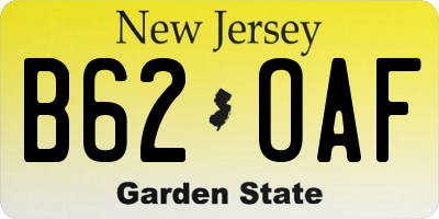 NJ license plate B62OAF