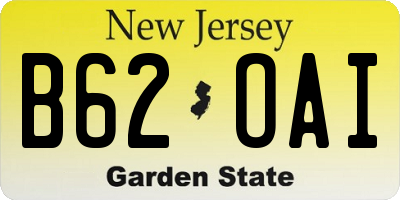 NJ license plate B62OAI