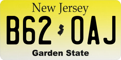NJ license plate B62OAJ