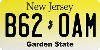 NJ license plate B62OAM