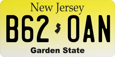 NJ license plate B62OAN