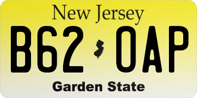 NJ license plate B62OAP