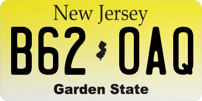 NJ license plate B62OAQ