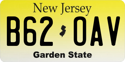 NJ license plate B62OAV