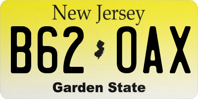 NJ license plate B62OAX