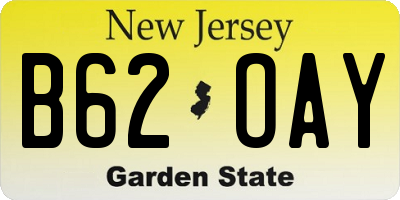 NJ license plate B62OAY
