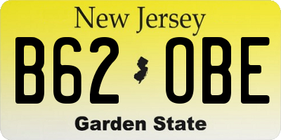 NJ license plate B62OBE