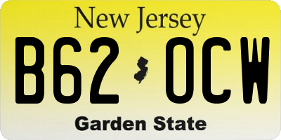 NJ license plate B62OCW
