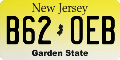 NJ license plate B62OEB