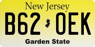 NJ license plate B62OEK