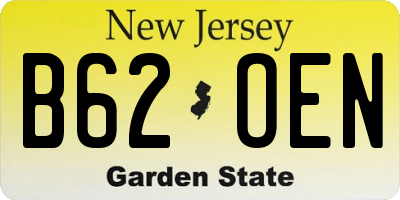 NJ license plate B62OEN