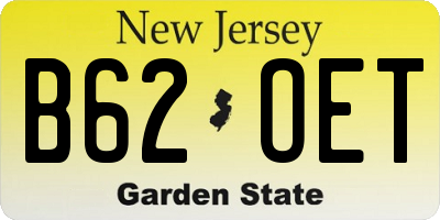 NJ license plate B62OET
