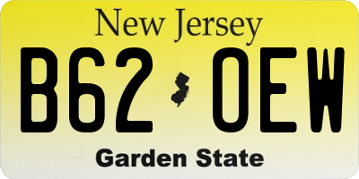 NJ license plate B62OEW