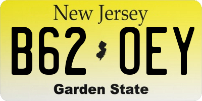 NJ license plate B62OEY