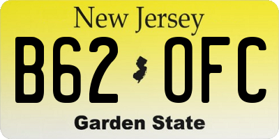 NJ license plate B62OFC