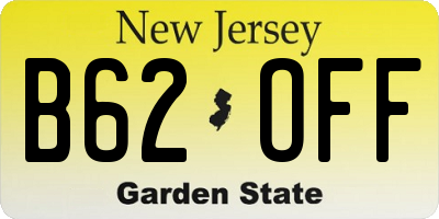 NJ license plate B62OFF