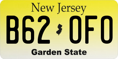 NJ license plate B62OFO