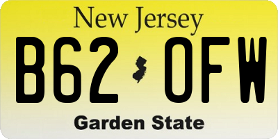 NJ license plate B62OFW