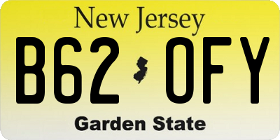 NJ license plate B62OFY
