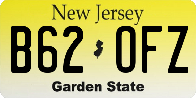 NJ license plate B62OFZ