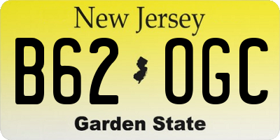 NJ license plate B62OGC