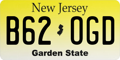 NJ license plate B62OGD