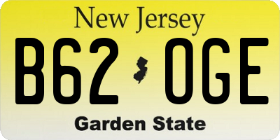 NJ license plate B62OGE