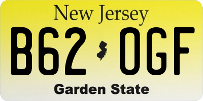 NJ license plate B62OGF