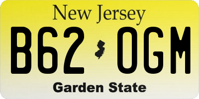 NJ license plate B62OGM