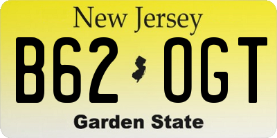 NJ license plate B62OGT